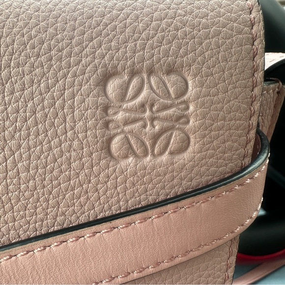 LOEWE 
Grained Calfskin Mini Gate Crossbody Bag Pastel Pink - Picture 6 of 10